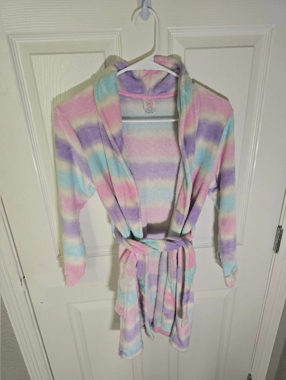 Wonder Nation Girls Striped Fleece Long Sleeve Robe Large